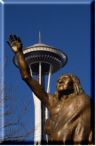 Chief Seattle’s statue at Tilikum Place, downtown Seattle